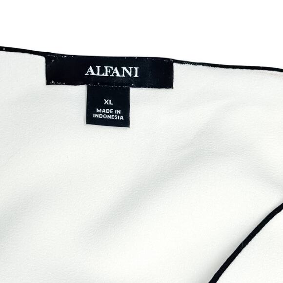 Alfani White/Black Flutter Sleeve Blouse - Size XL - Picture 7 of 8